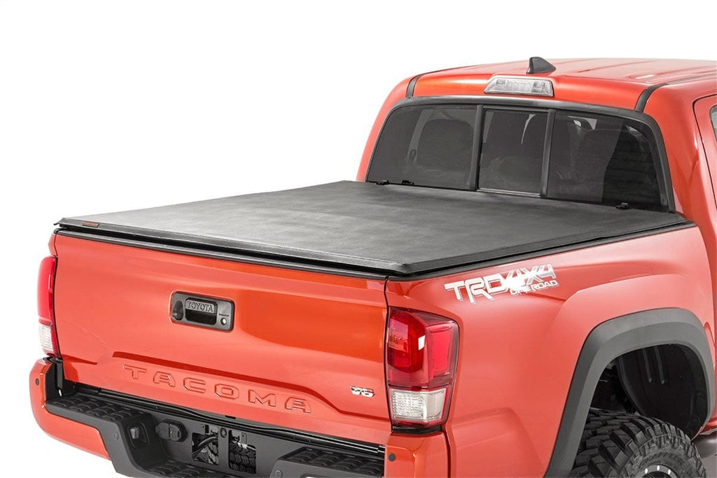 Rough Country Soft Tri-Fold Bed Cover 5 Bed Dbl Cab Toyota Tacoma 2WD 4WD (16-23)