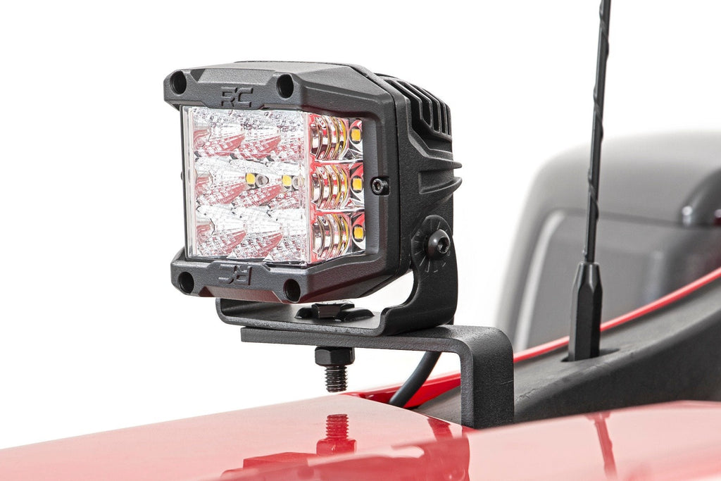 Rough Country LED Light Kit Ditch Mount 2 Black Pair Spot Chevy Silverado 1500 (19-26)