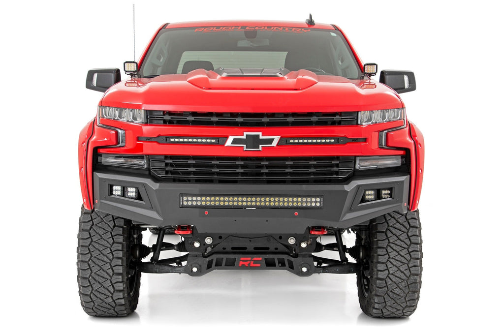 Rough Country LED Light Kit Ditch Mount 2 Black Pair Amber DRL Chevy Silverado 1500 (19-26)