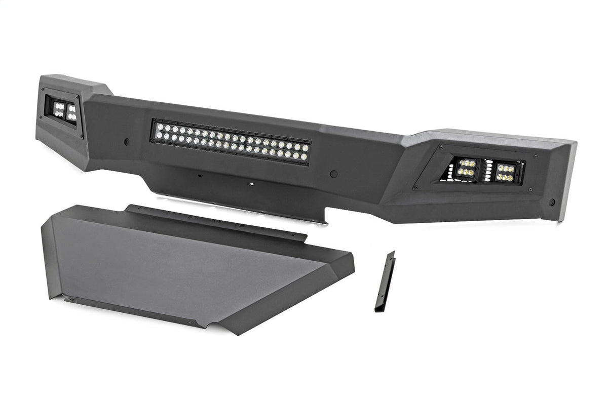 Rough Country High Clearance Front Bumper LED Lights Skid Plate Chevy Silverado 1500 (19-22)