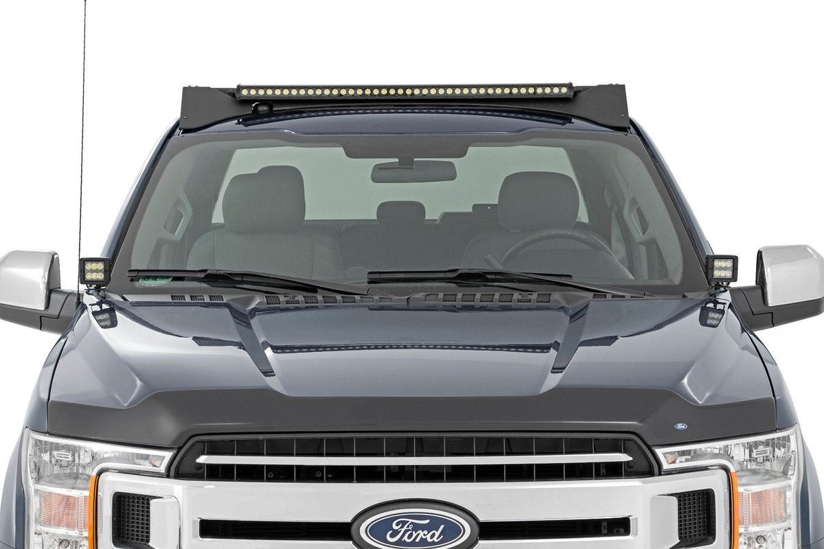 Rough Country Roof Rack FR RR 40 Inch Single Row BLK LEDs Ford F-150 2WD 4WD (15-18)