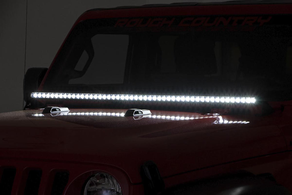 Rough Country LED Light Kit Cowl Mount 50 Spectrum Single Row Jeep Gladiator JT Wrangler JL (18-26)