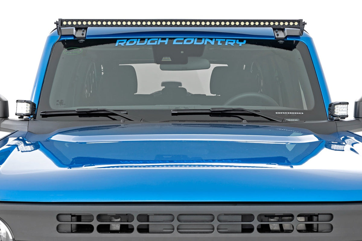 Rough Country LED Light Kit Ditch Mount 2 Black Pair Spot Pattern Ford Bronco (21-26)