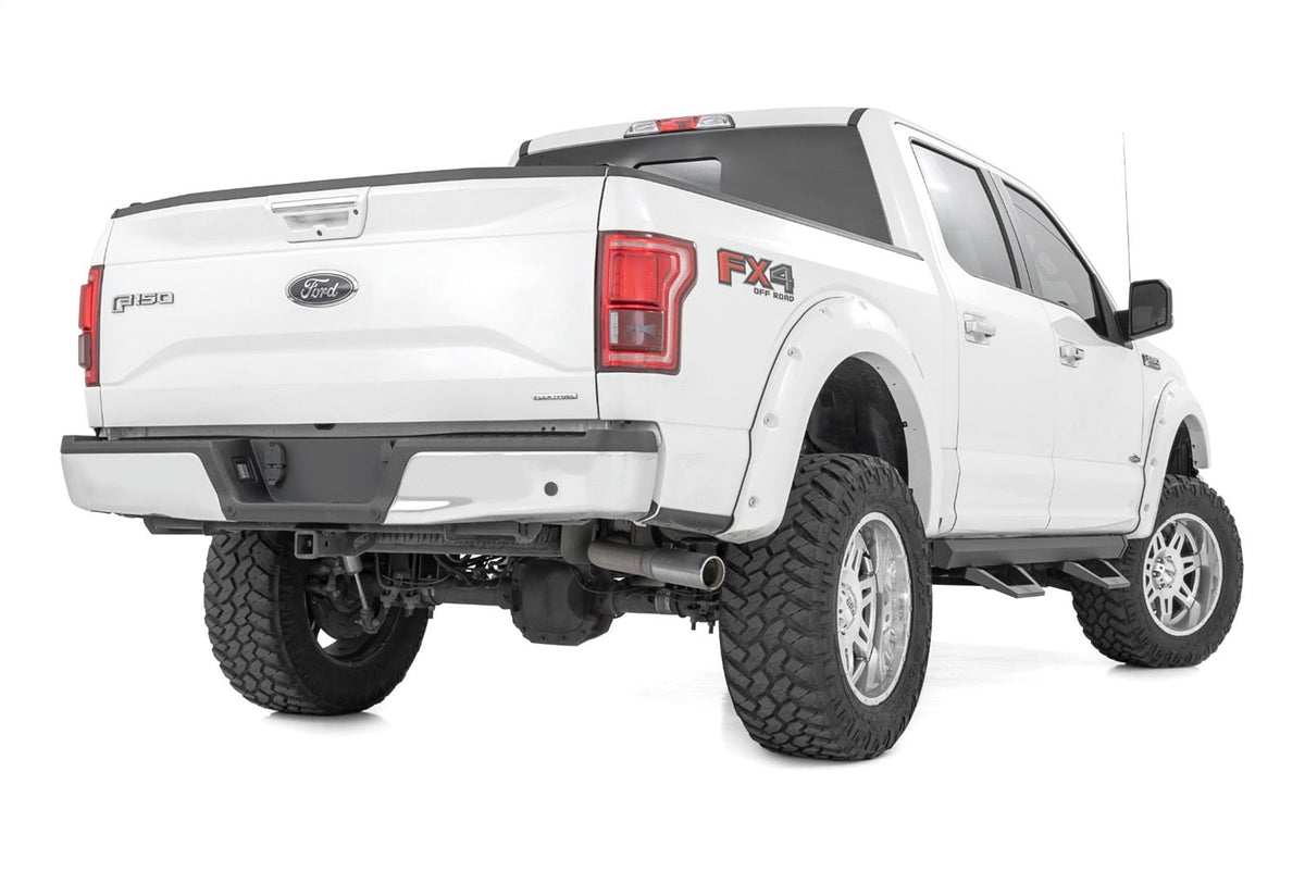 Rough Country SRX2 Adj Aluminum Step Crew Cab Ford F-150 Lightning F-250 F-350 Raptor (15-26)