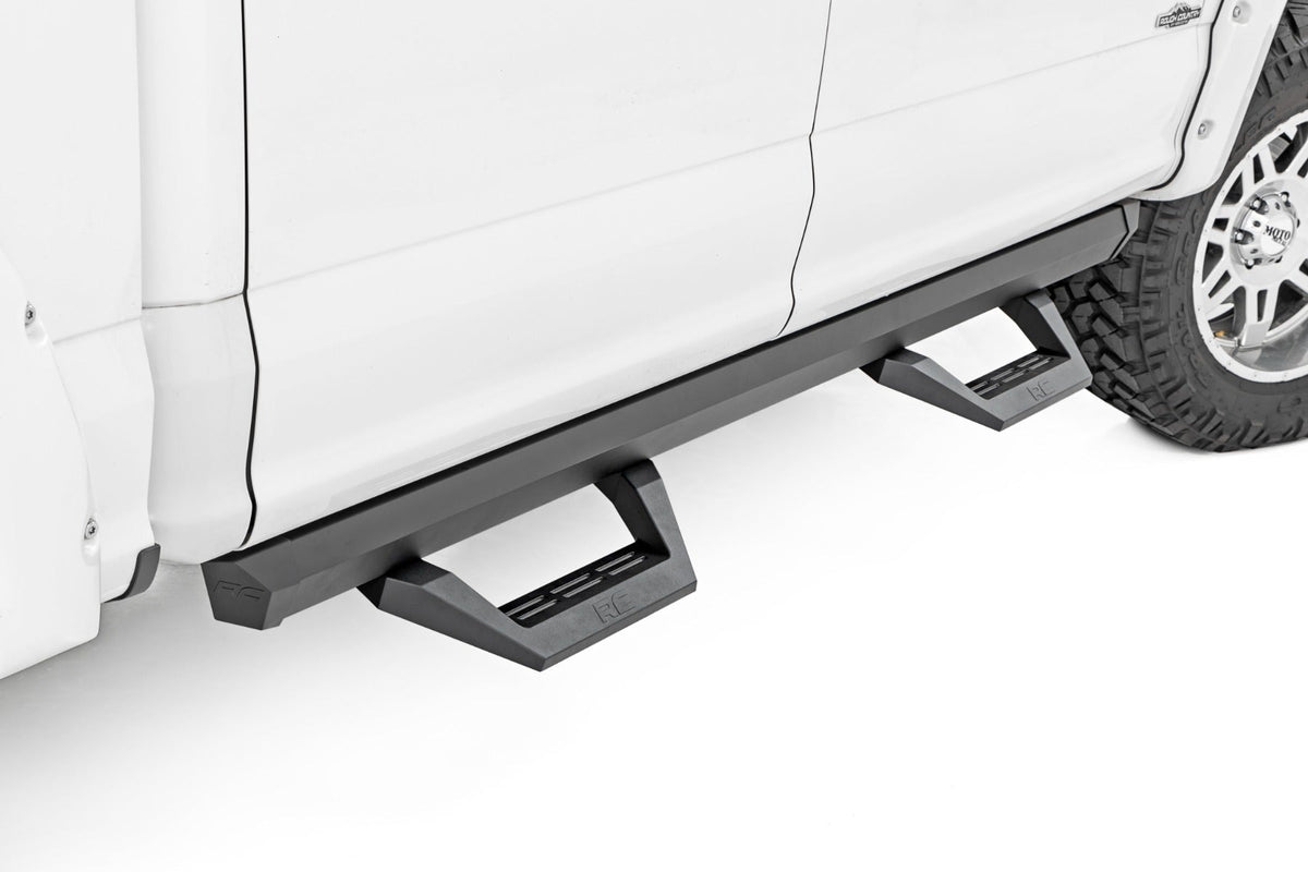 Rough Country SRX2 Adj Aluminum Step Crew Cab Ford F-150 Lightning F-250 F-350 Raptor (15-26)