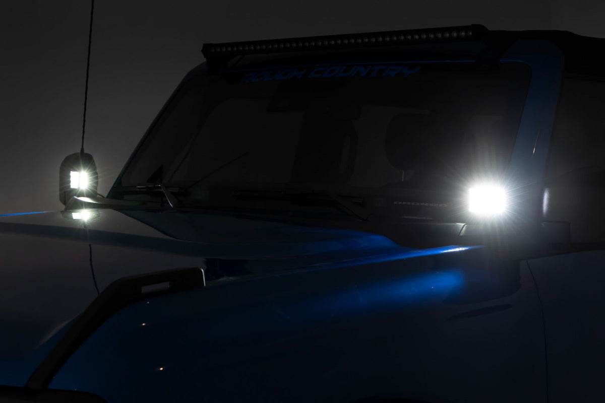 Rough Country LED Light Kit Ditch Mount 2 Spectrum Pair Spot Pattern Ford Bronco (21-26)