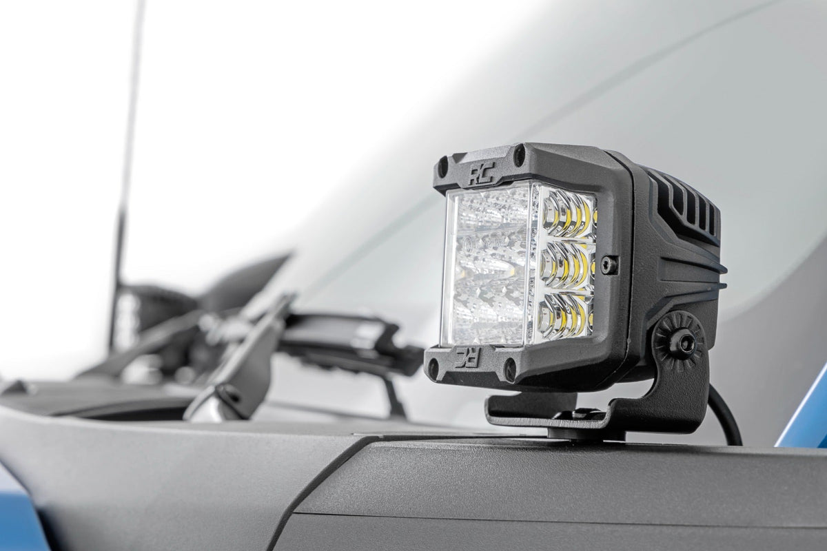 Rough Country LED Light Kit Ditch Mount 2 Black Pair Spot Pattern Ford Bronco (21-26)