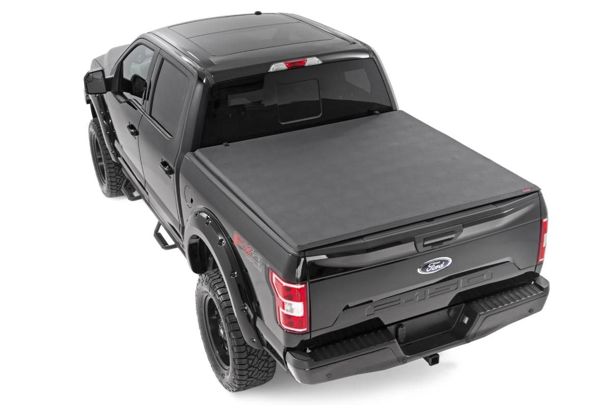 Rough Country Soft Tri-Fold Bed Cover 6 7 Bed Ford F-150 (21-26) F-150 Lightning (22-26)