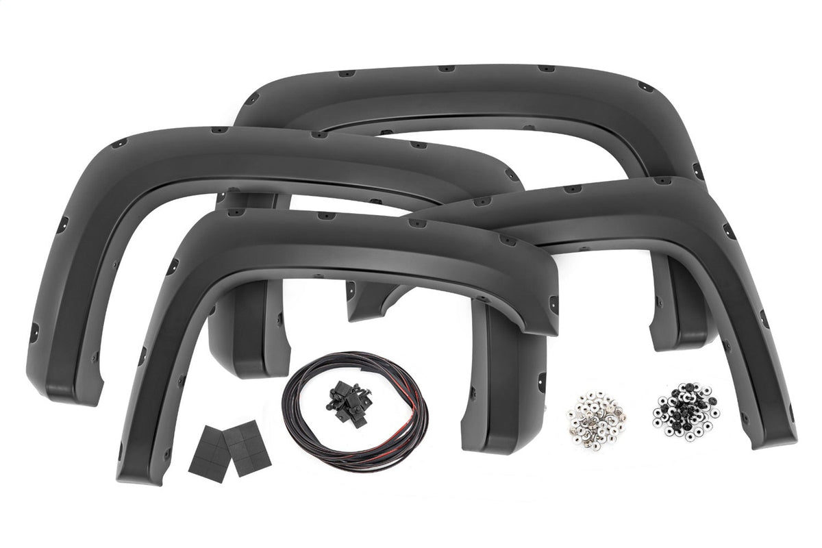 Rough Country Pocket Fender Flares 6 7 8 Bed 46 Stealth Gray Chevy Silverado 1500 2500HD 3500HD (07-14)