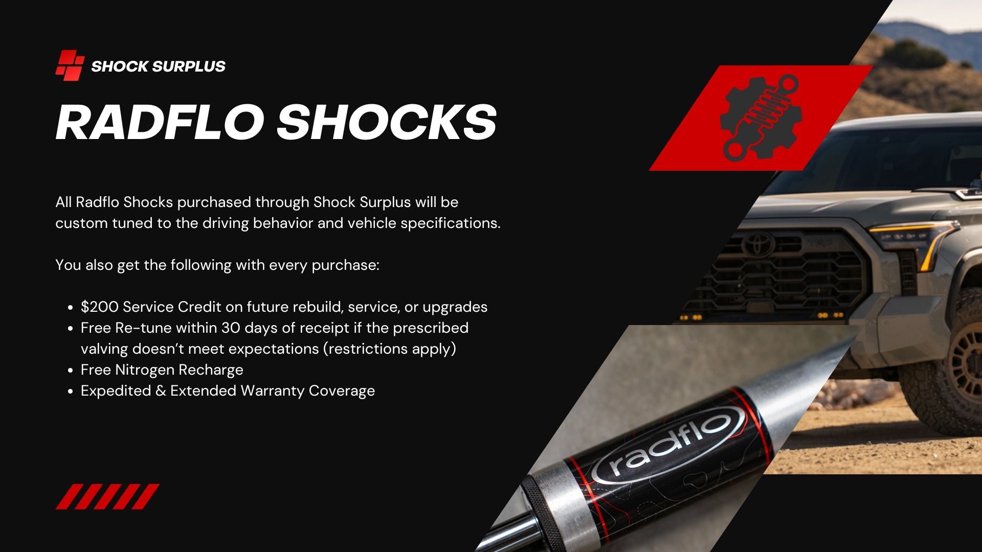 Radflo 2.5 600R Shocks Kit, Toyota Tundra