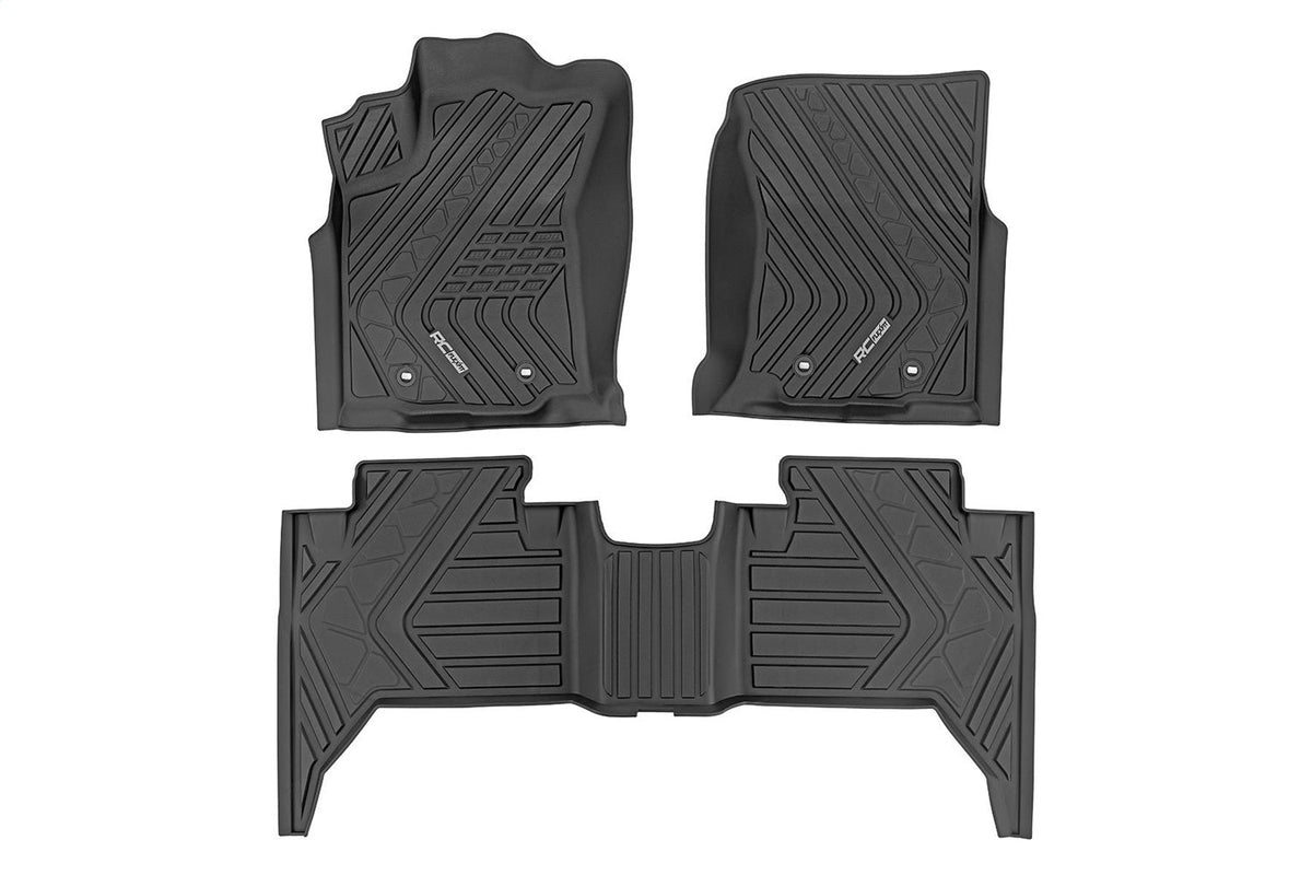 Rough Country Flex-Fit Floor Mats Front and Rear Toyota Tacoma 2WD 4WD (2016-2023)